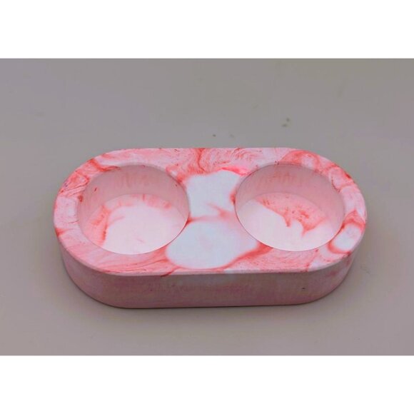 Handmade Eco Resin Tealight Candle Holders-Pink & White Marble Design - Picture 9 of 10